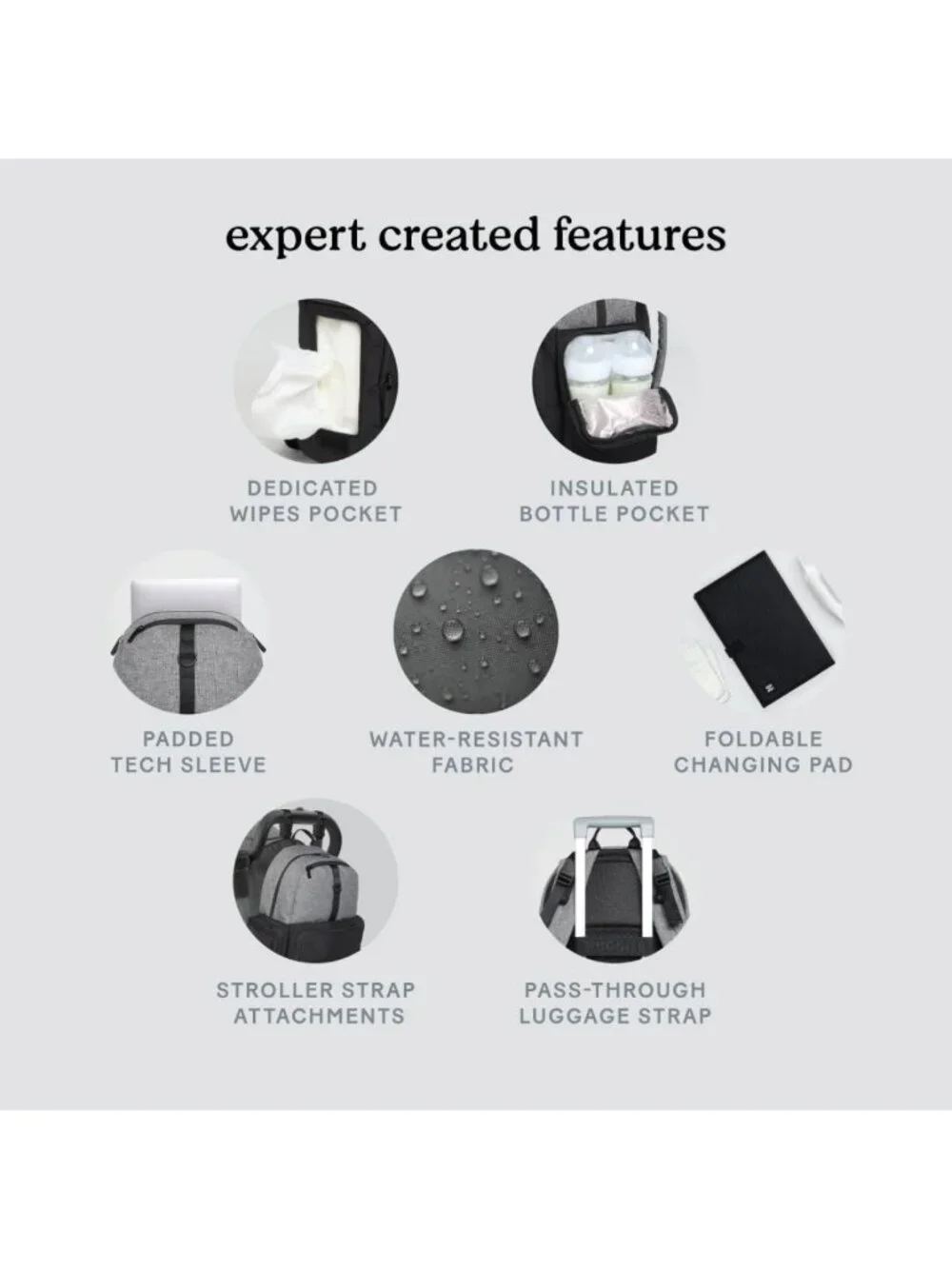 Unisex Adult Diaper Backpack, Stylish Dark Grey & Black, Convenient Day Pack
